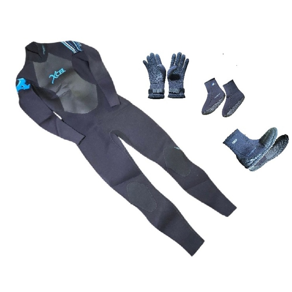 SET XXS Size 2 Xcel Ultrastretch Bamboo diving wetsuit gloves socks shoes black
